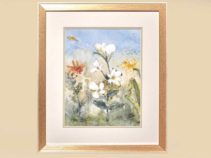 'Summer Wildflower II Gold & Chrome Frame Double Matt Watercolor Print