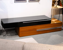 Contemporary Black Lacquer and Walnut Nesting Media Console
