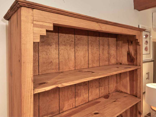 Rustic Solid Pine 4 Shelf 2 Door Bookcase