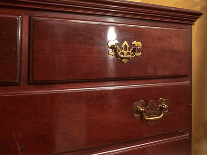 Ethan Allen  Cherry Georgian Style 5 Over 2 Drawer Brass Handles Chest