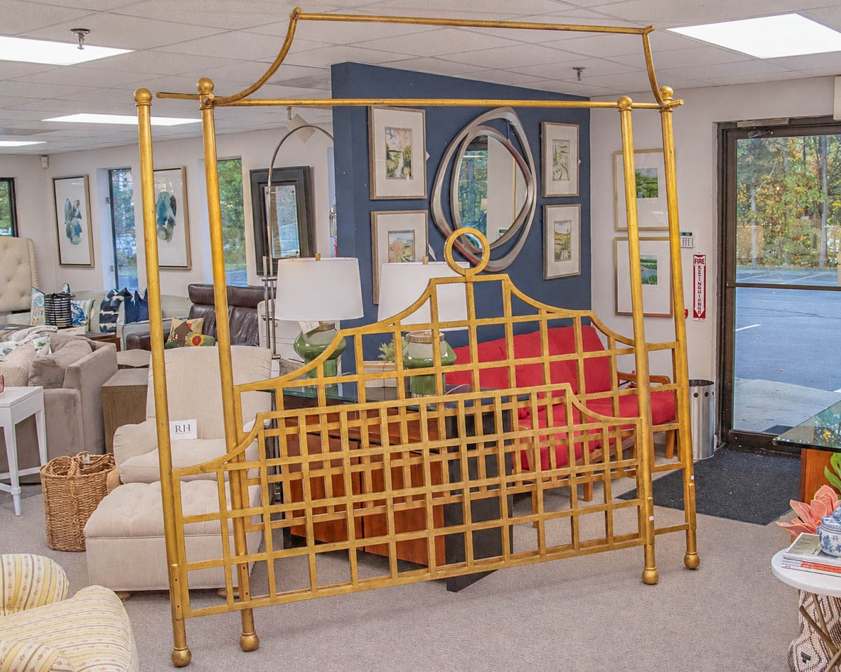King Chinoiserie Chic Gold Canopy Bed