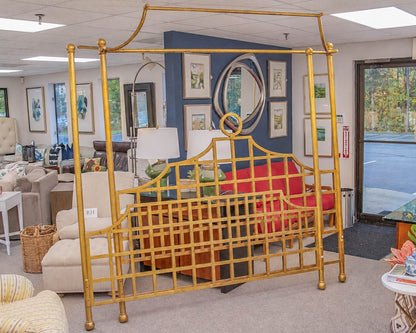 King Chinoiserie Chic Gold Canopy Bed