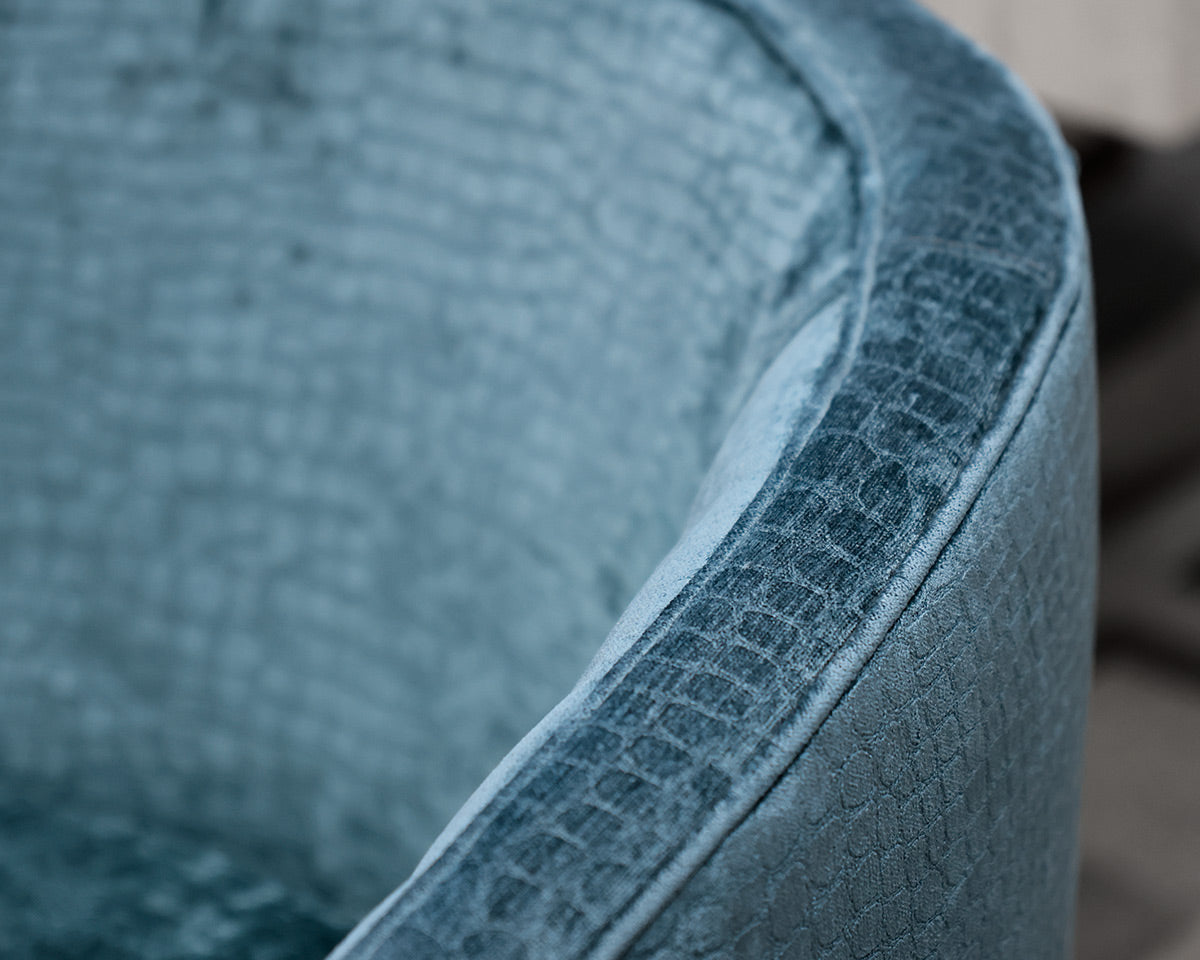 Blue Green Velvet Swivel Chair