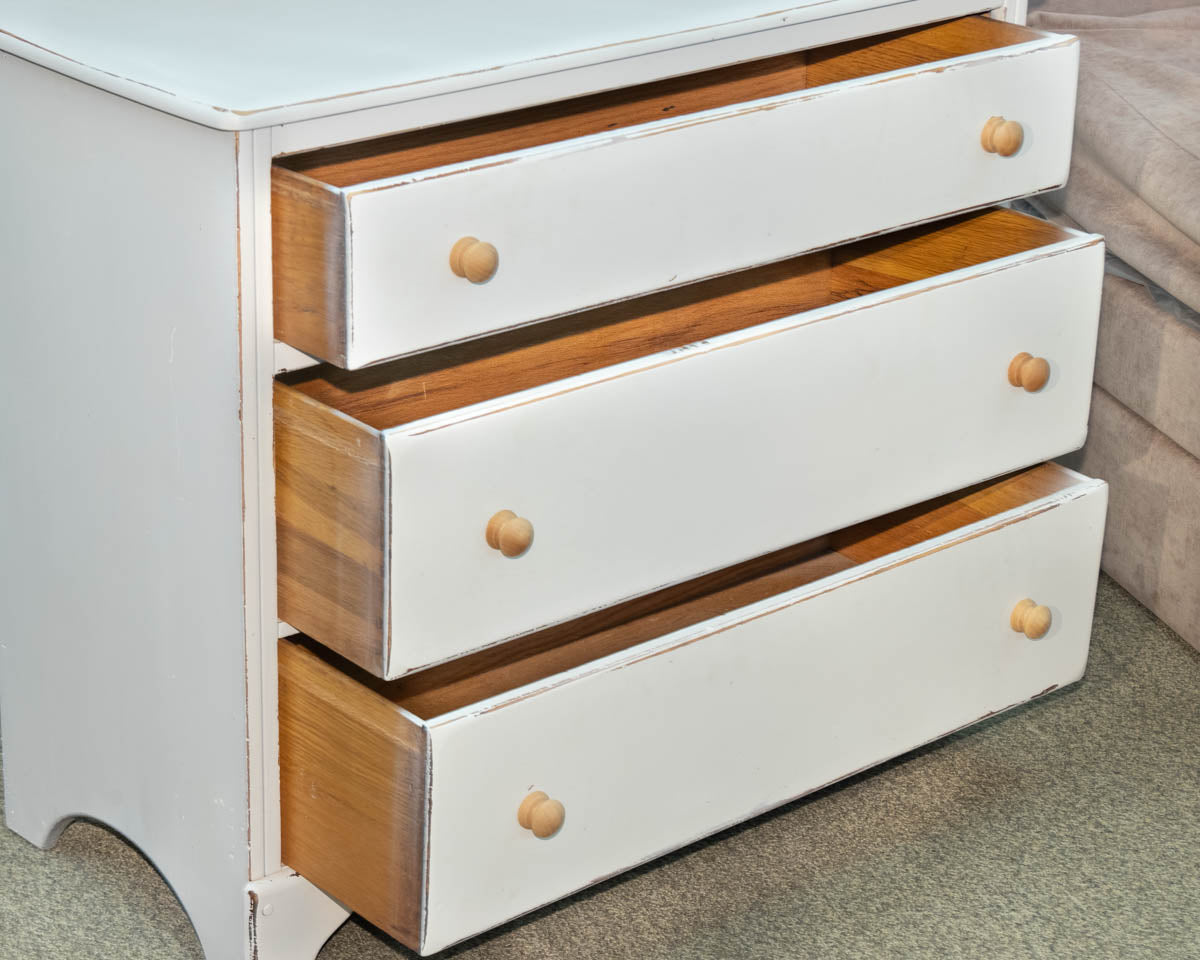Three Drawer Rock Maple Dresser in White