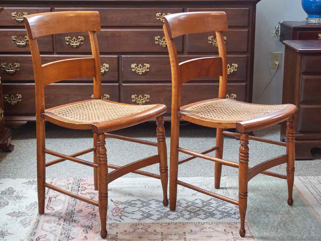 Pair of Caned Seat Side Chairs