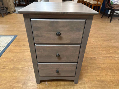 Three Drawer Washed Grey Nightstand