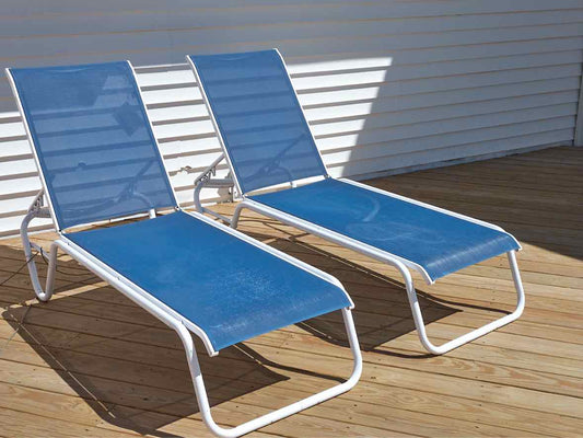 Pair of Telescope ' Gardenella' Sling Armless Casual Outdoor Lounge Chairs