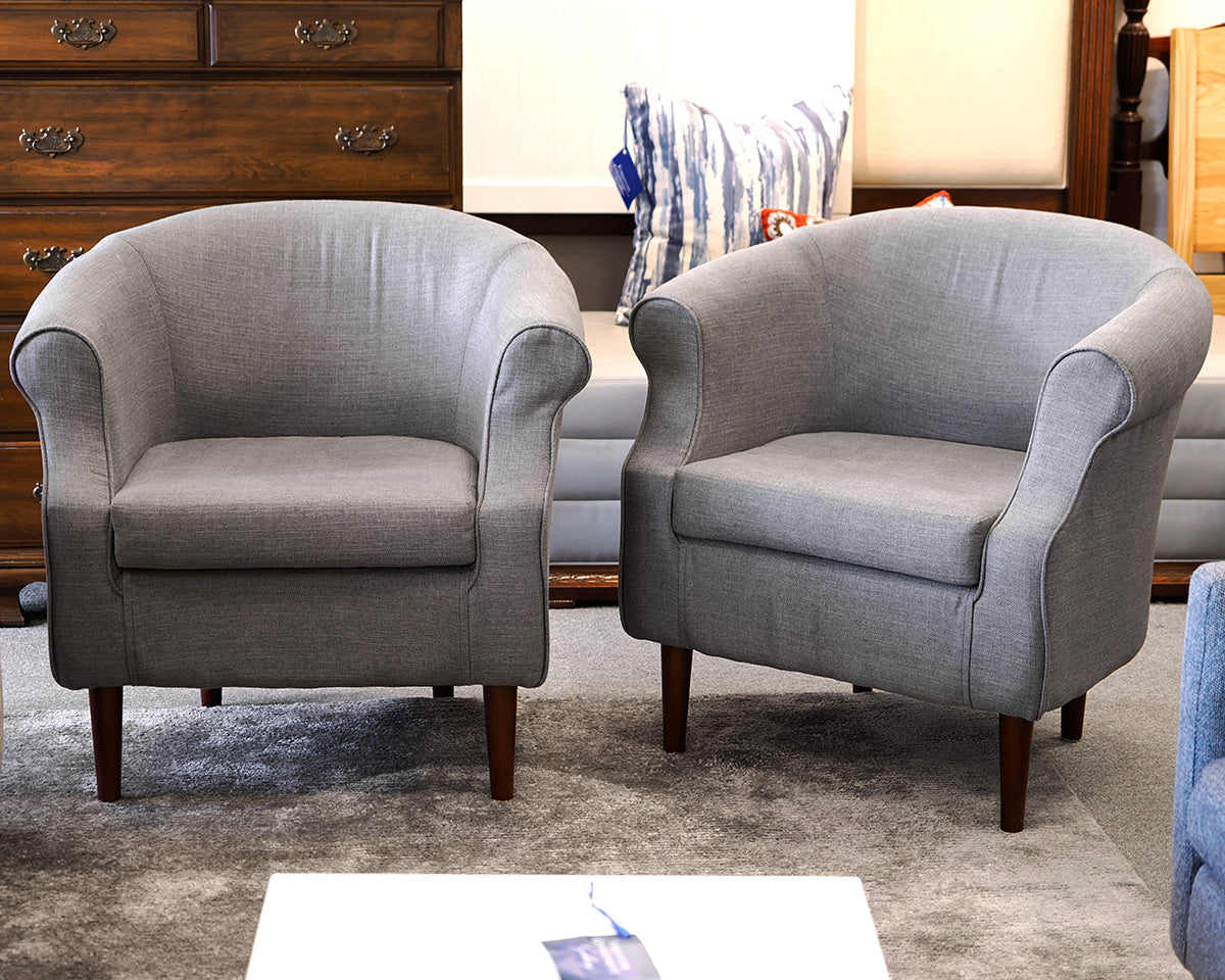 Pair of Grey Upholstered Accent Chairs
