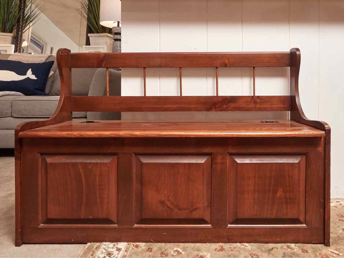 Stained Pine Storage Bench
