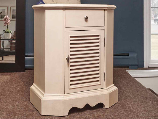Cream Finish 1 Drawer 1 Door Cabinet Chest
