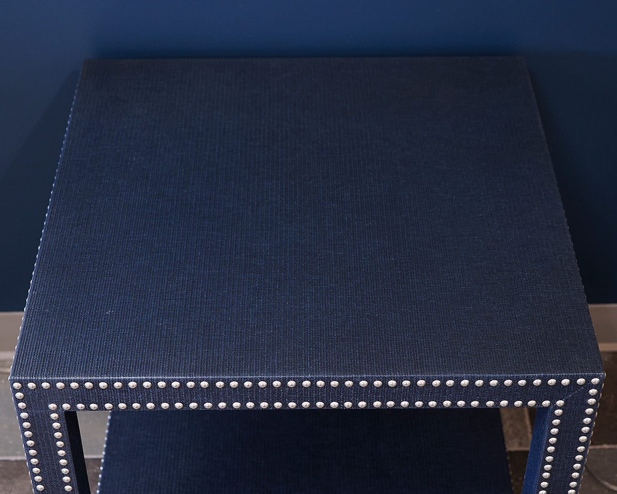 Ethan Allen Blue Wrapped Accent Table