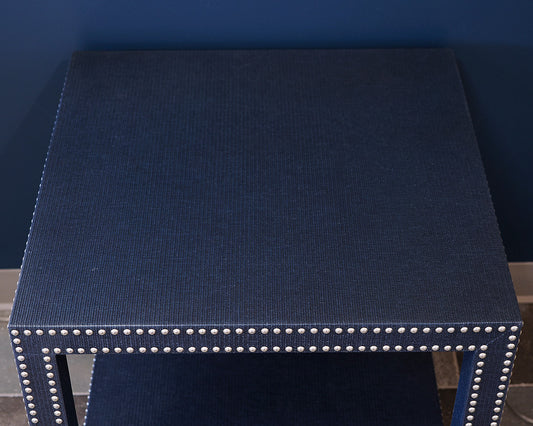 Ethan Allen Blue Wrapped Accent Table