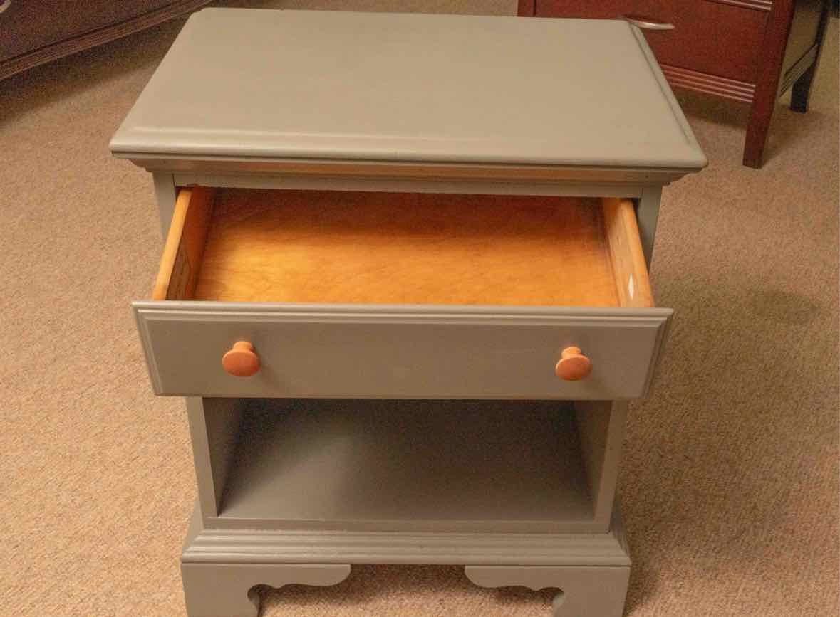 Eucalyptus Green Finish 1 Drawer Nightstand with Open Storage