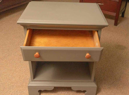 Eucalyptus Green Finish 1 Drawer Nightstand with Open Storage