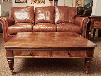 Ralph Lauren Mahogany Cocktail Table with Brass Casters