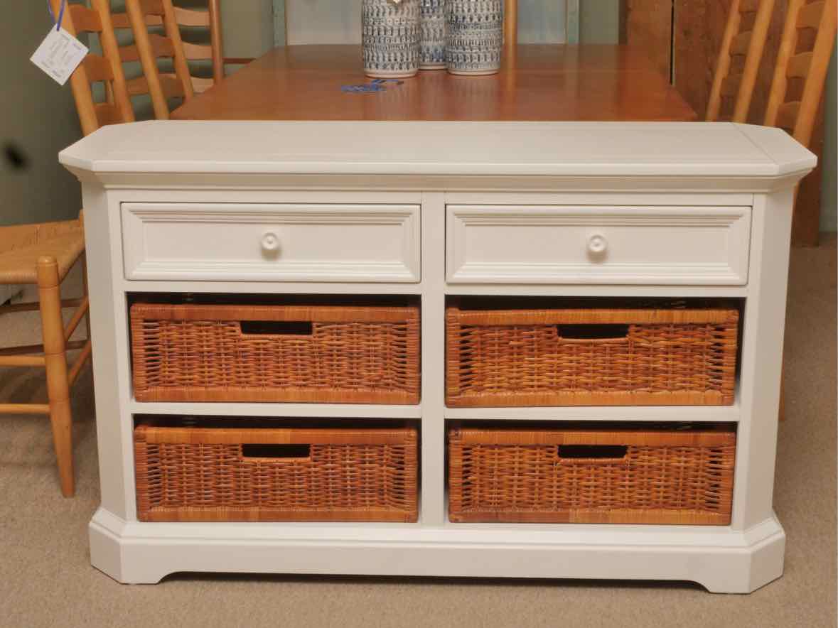 Broyhill White 2 Drawer Media Furniture with Wicker Baskets