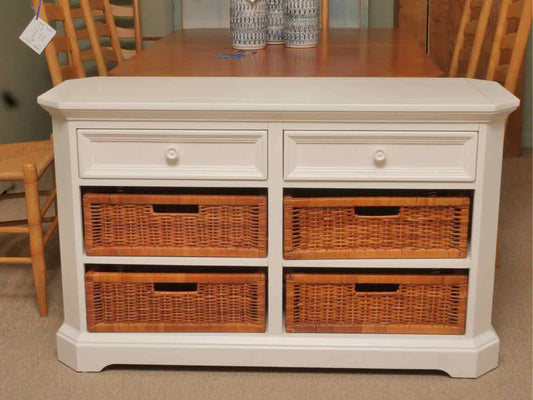Broyhill White 2 Drawer Media Furniture with Wicker Baskets