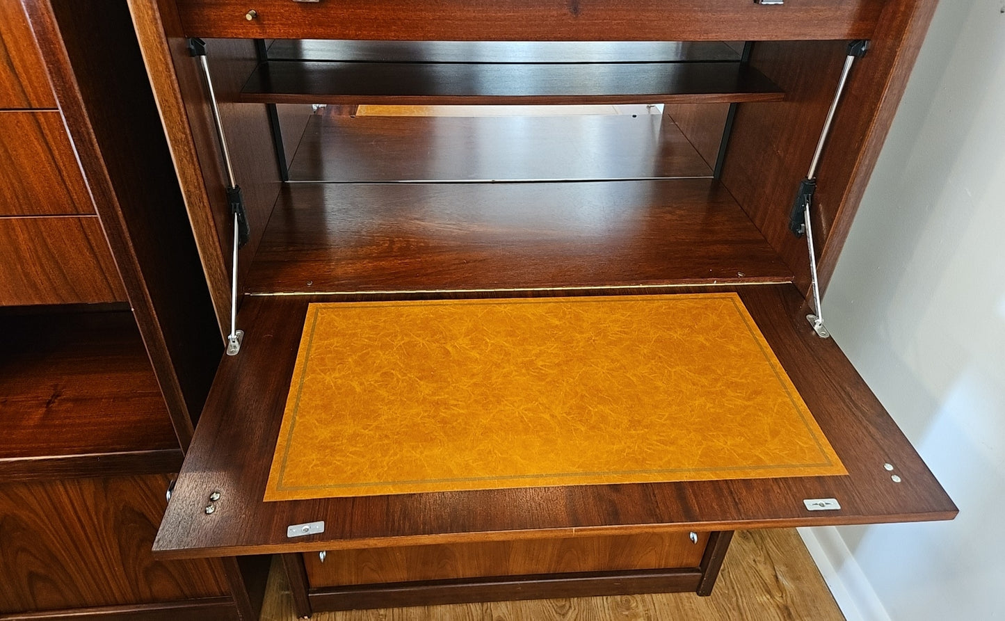 Redwood & Glass Cabinet with Desk