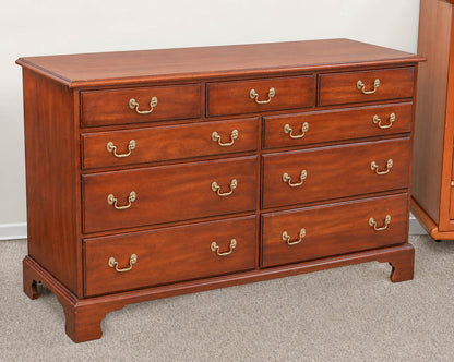 Henkel Harris 9 Drawer Mahogany Chippendale-Style Chest W/ Brass Hardware