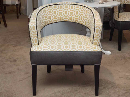 Pair of Crate & Barrel Chairs in Yellow & Ivory Contemporary Upholstery
