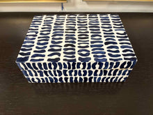 Medium Decorative Kaju Hinged Box in Indigo & Ivory
