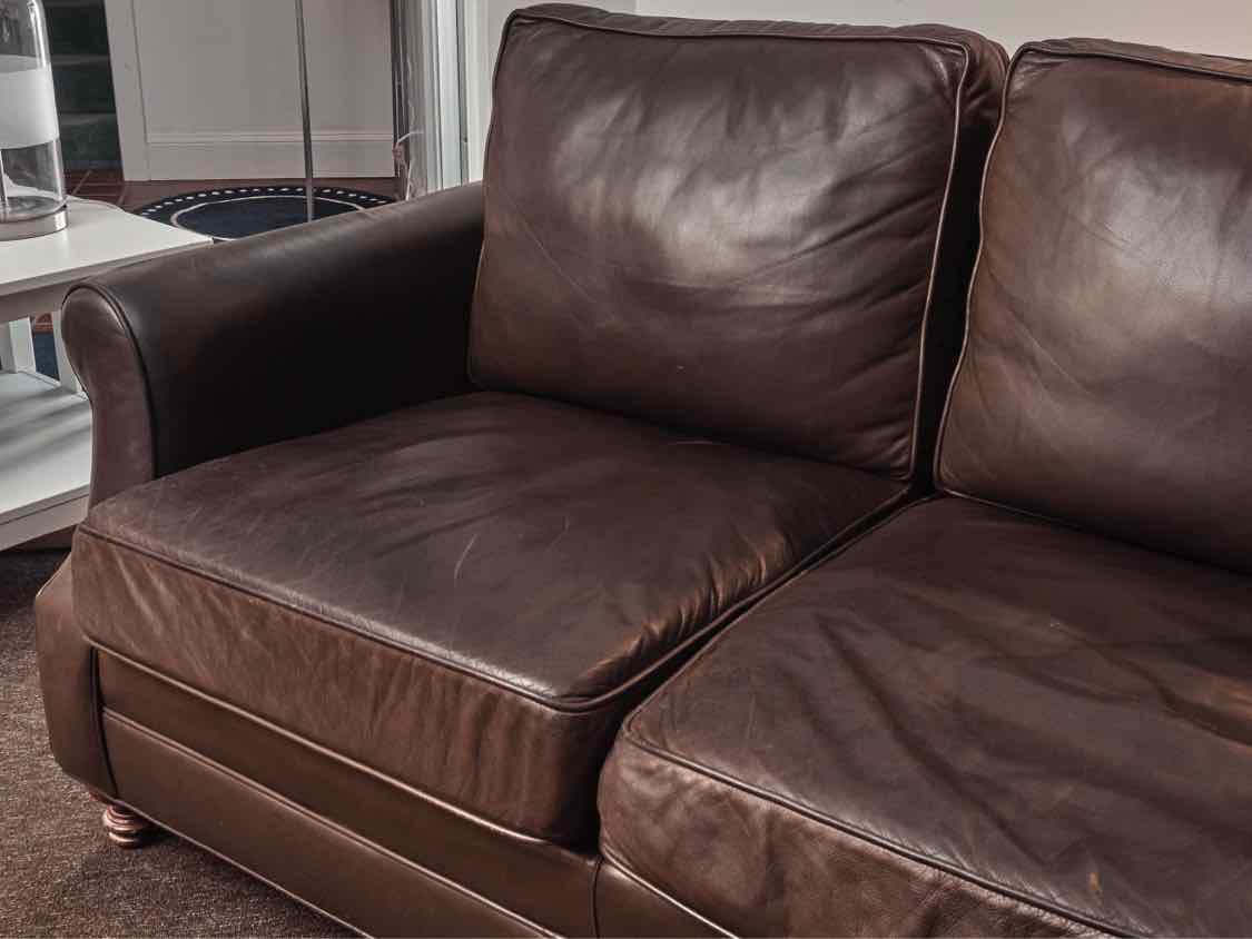 Leather 3 Cushion Sofa In Dark Chocolate
