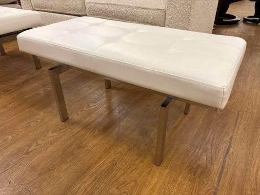 Nuevo 'Louve' Chrome and White Leather Bench