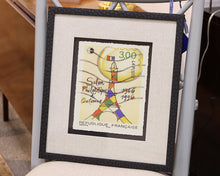 "Vintage Stamp II B" Matted Print in Textured Black Frame