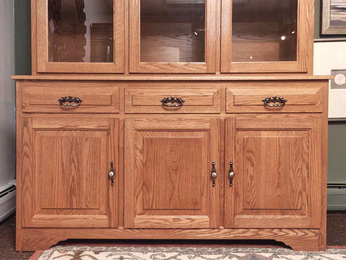 Amish Oak 3 Glass Door 3 Drawer 3 Lower Dorrs 2 Adjustable Shelves China Cabinet