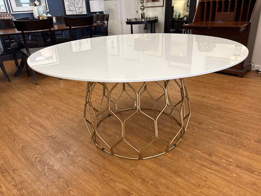 CB2 Round Composite Dining Table w/gold base