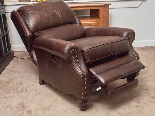 Espresso Brown Bonded  Leather Nailhead Trim  Power Recliner