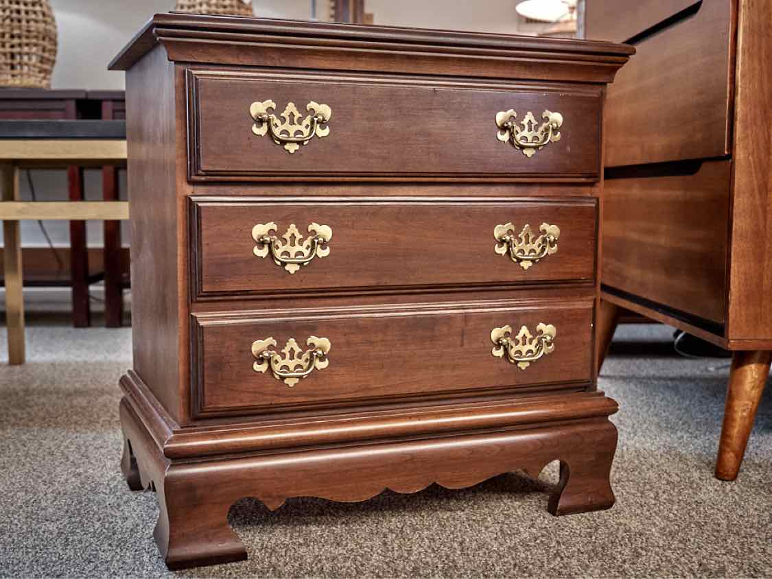 Pair of Cherry Block Front Two Drawer Nightstands