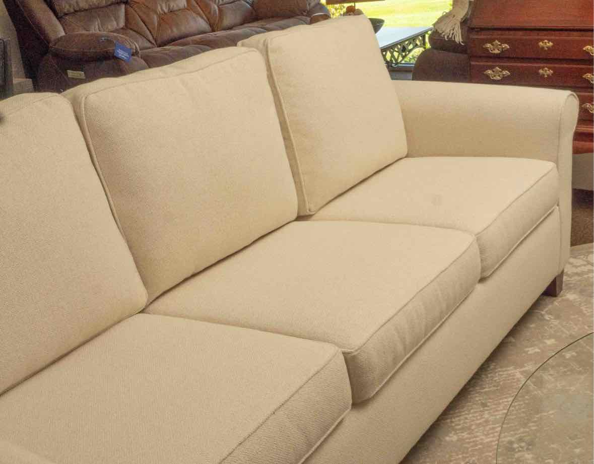 Pottery Barn White 3 Cushion  Rolled Arm Sofa
