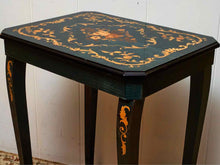 A. Garglulo & Iamuzzi  Green Finish Wood Marguetry Inlaid Music  Box Side Table