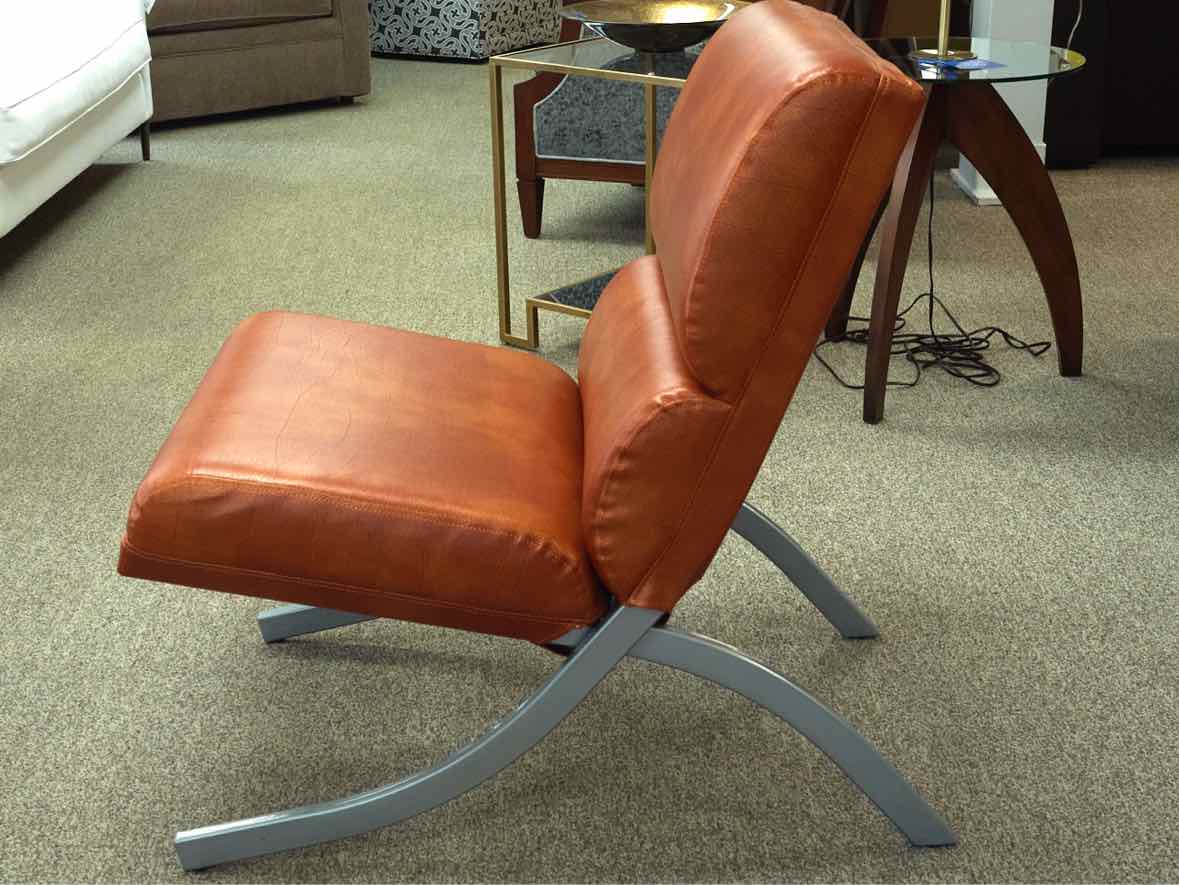 Faux Leather Mid-Century Modern Chair in Rust