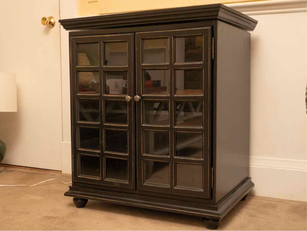 Black Finish Swivel Top Media Furniture