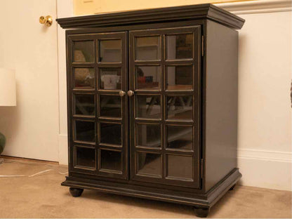 Black Finish Swivel Top Media Furniture