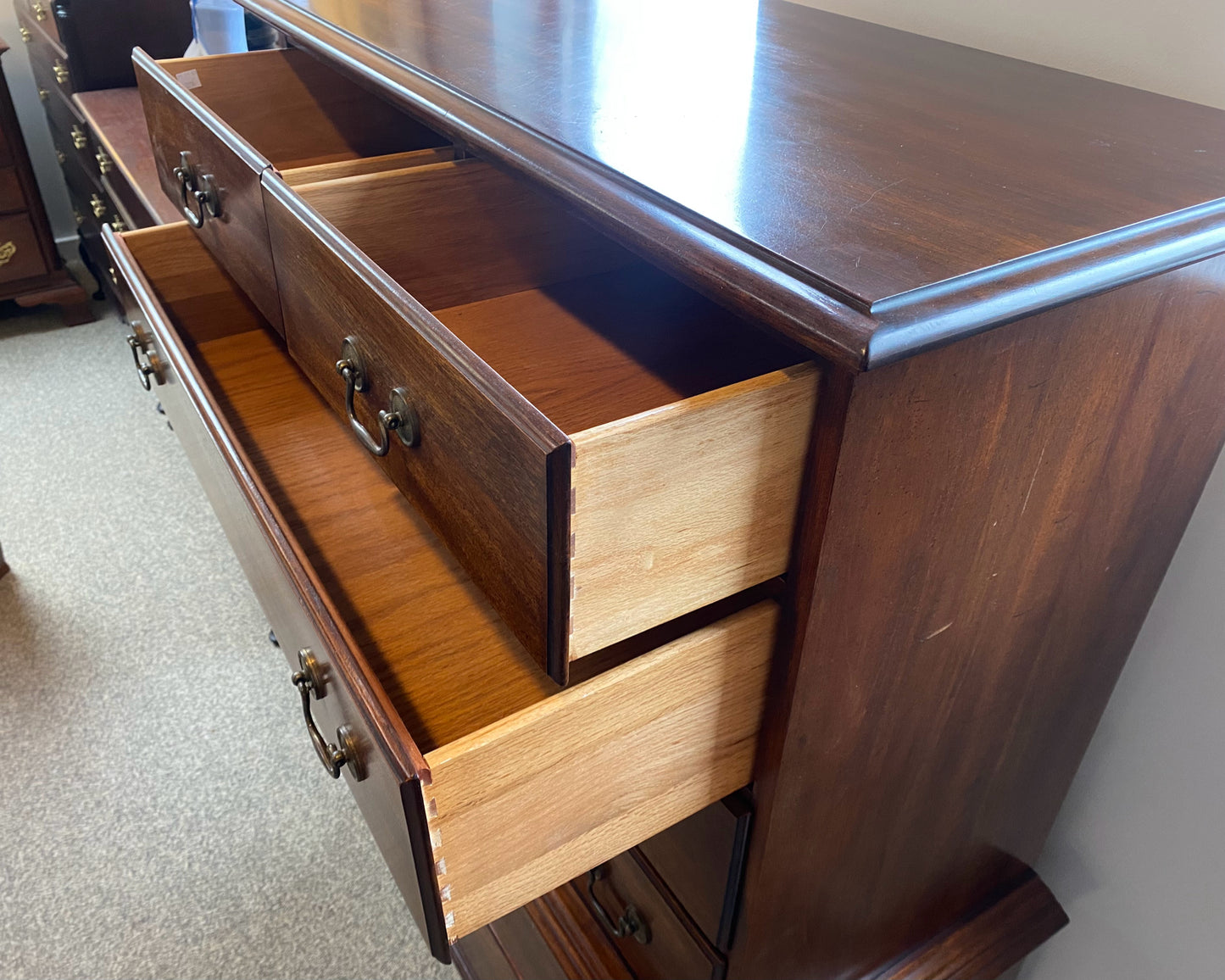 Mahogany Chest-on-Chest with Brass Pulls
