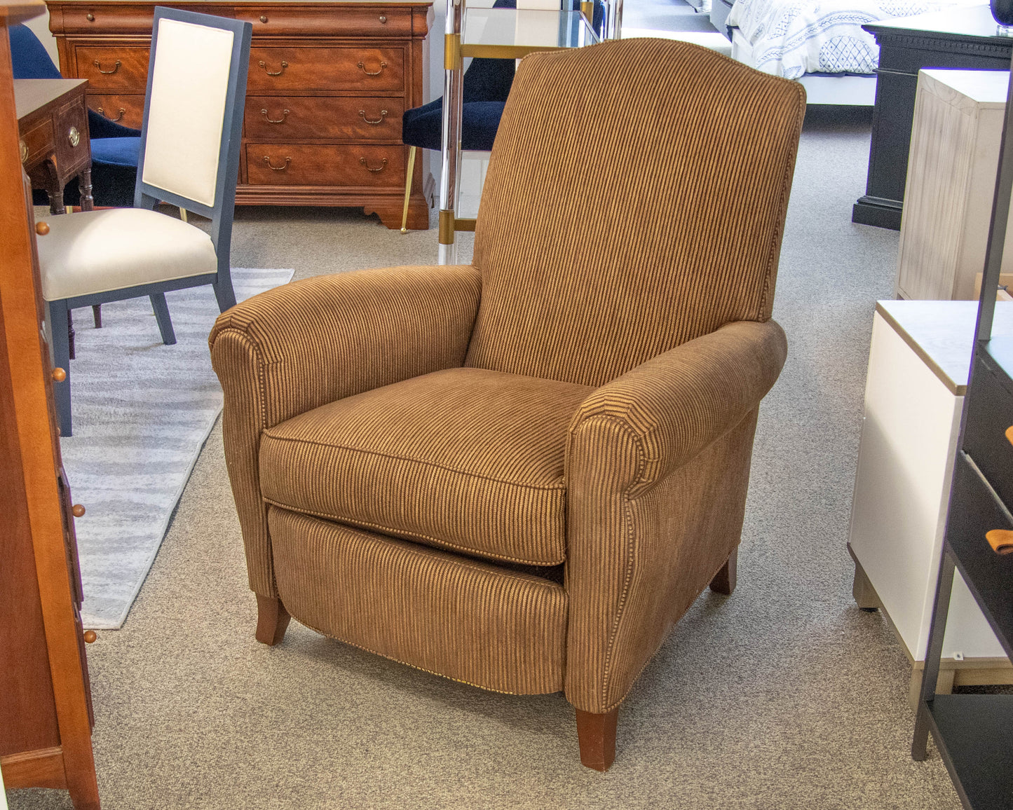 Ethan Allen Gold & Brown Stripe Upholstered Chair