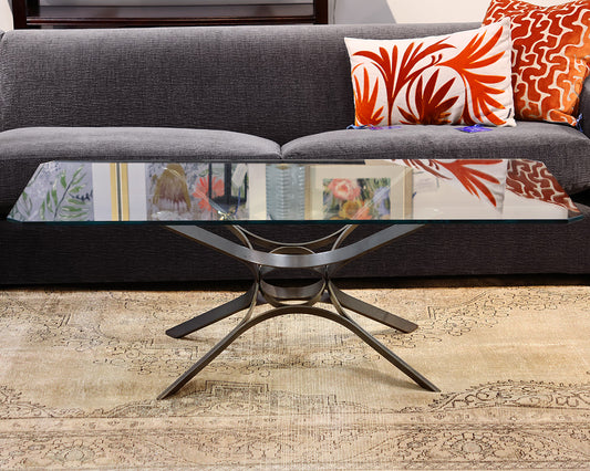 Roger Sprunger Glass and Bronze Cocktail Table