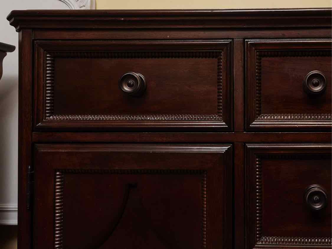 Bassett Dark Stain Finish 7 Drawer & 2 Door  Dresser