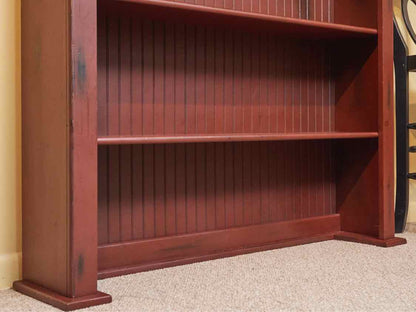 Cranberry Finish 2 Shelf Beadboard Back Bookcase