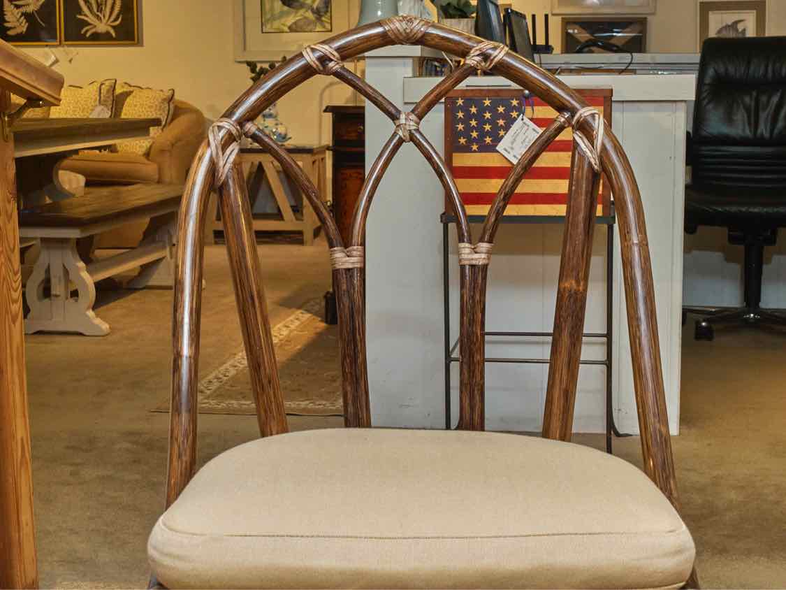 McGuire Glass Top Rattan Bamboo  Table &  8 Chair Set