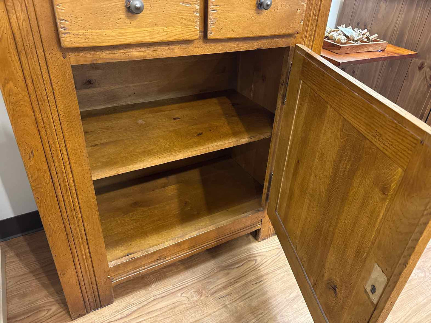 Crate & Barrel Distressed Oak 2-Drawer Cabinet
