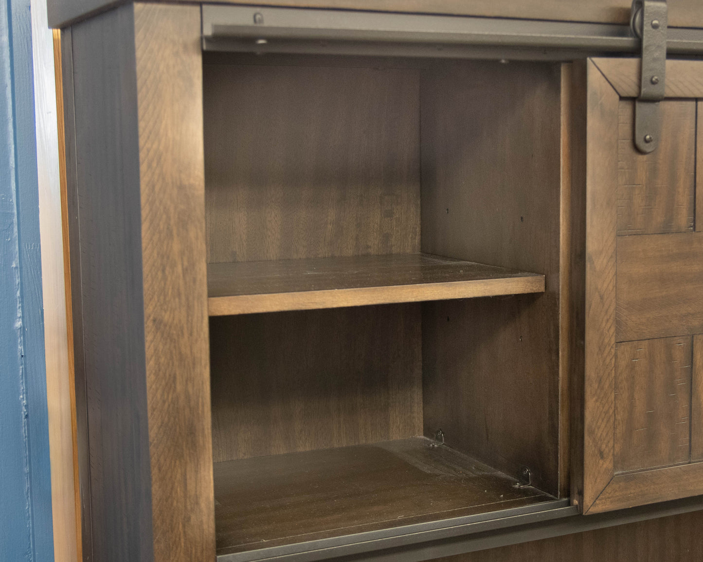 Liberty Furniture Desk with Barn Door Hutch in Rock Beatten Grey Finish