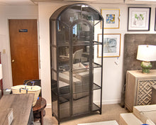 Crate & Barrel Ventana Old World Arched Black Iron Glass Display Cabinet