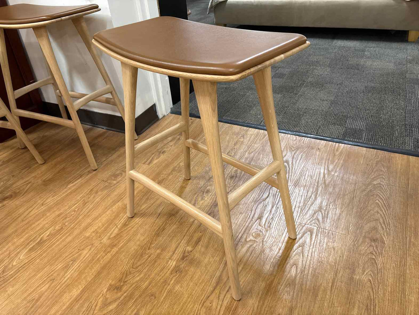 Set of 3 Ethnicraft 'Osso' Counter Stools