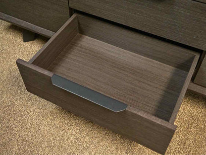 Slate Grey Finish 2 Door Credenza with Stone Top