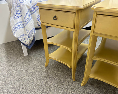 Pair of Drexel Mustard French Provincial Nightstands
