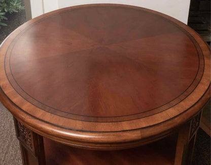 Ethan Allen Round Inlaid 2 Shelf Side Table